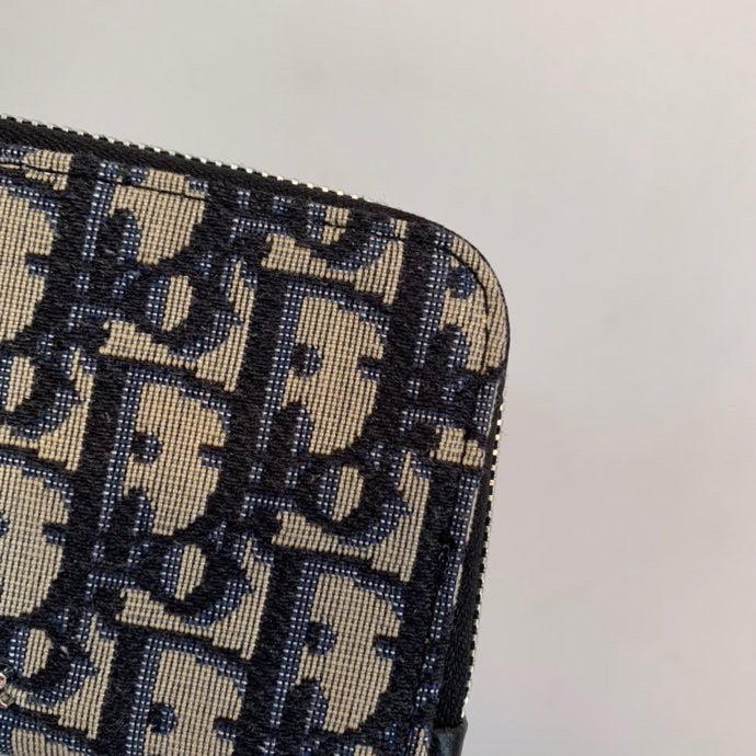 Dior 老花拉鍊零錢包-銀Logo