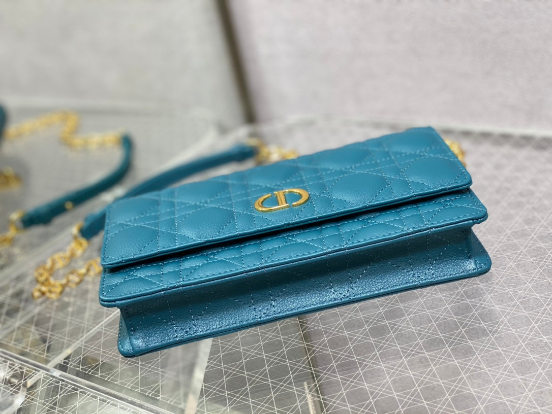 Dior-Caro 菱格紋 小牛皮 鍊條包