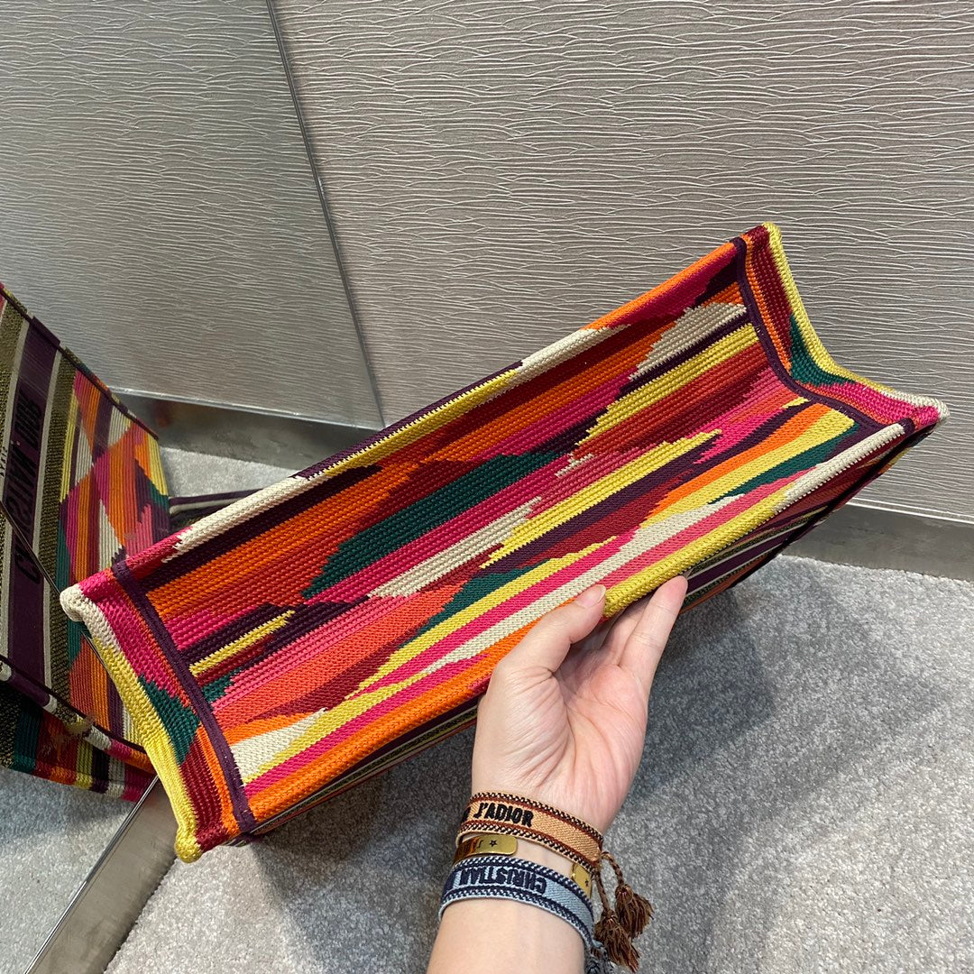 Dior Book Tote-大號41.5cm-彩色條紋