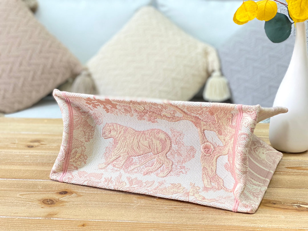 Dior Book Tote-小號36.5cm-粉色老虎