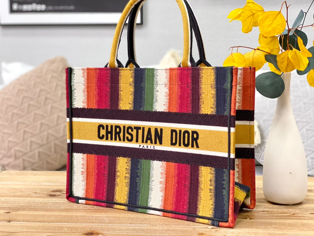 Dior Book Tote-小號36.5cm-多色條紋
