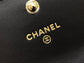 Chanel 復古CC荔枝牛皮-黑色翻蓋雙層卡包-仿舊五金