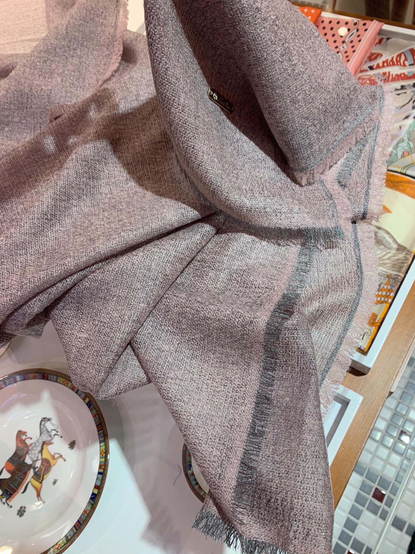 L-Piana-小山羊絨紗線圍巾 紫色