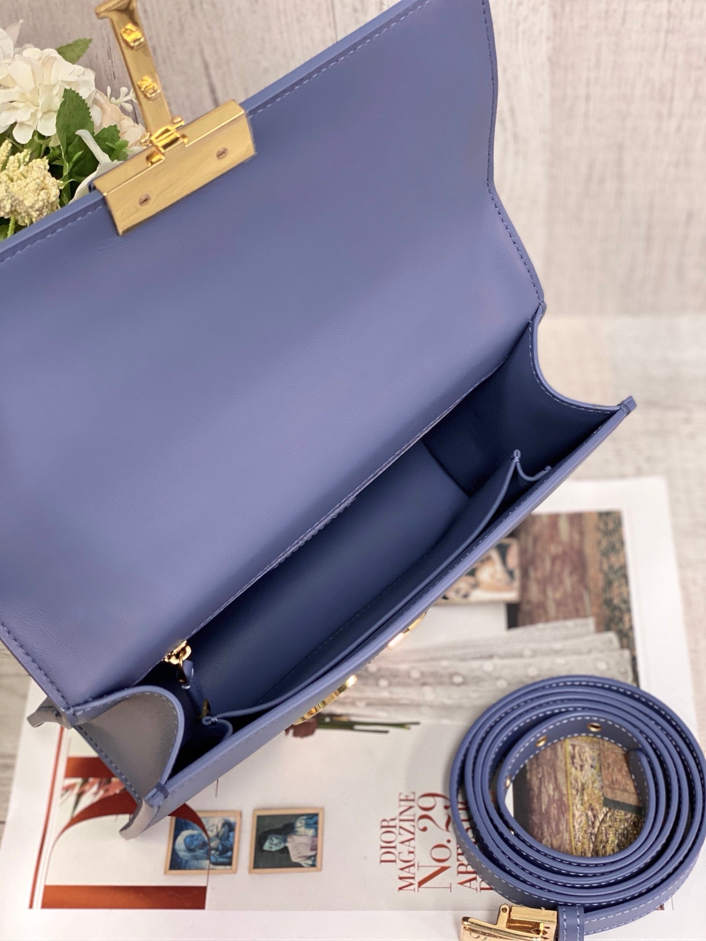 Dior 蒙田 30 Montaigne系列-24cm-牛皮平紋-海藍色