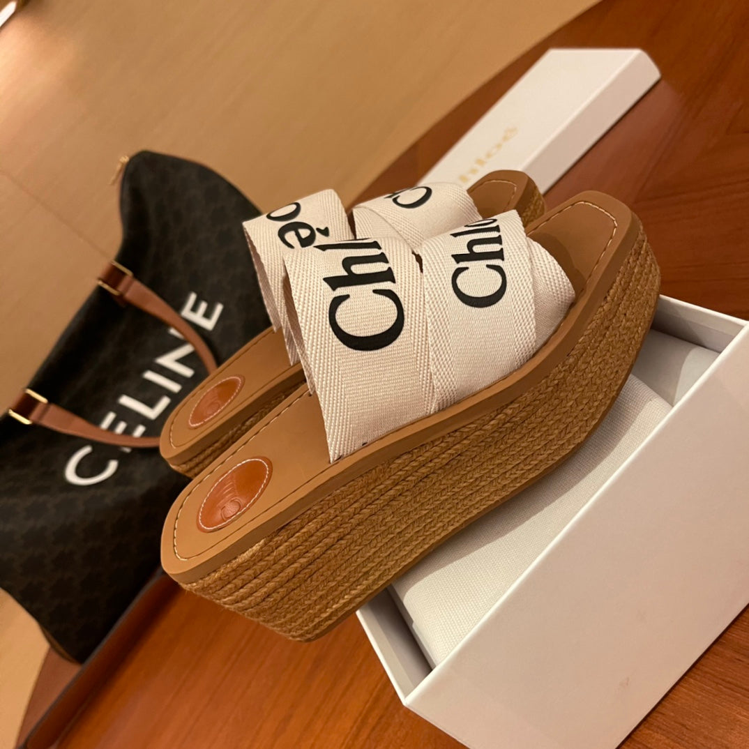 Chloe鞋-Chloe Woody Logo 厚底拖鞋