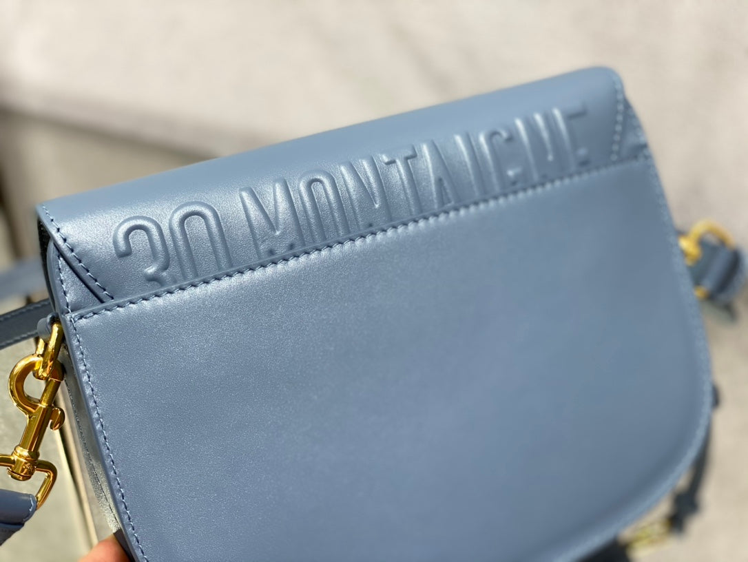 Dior Bobby-中號22cm-復古藍牛皮