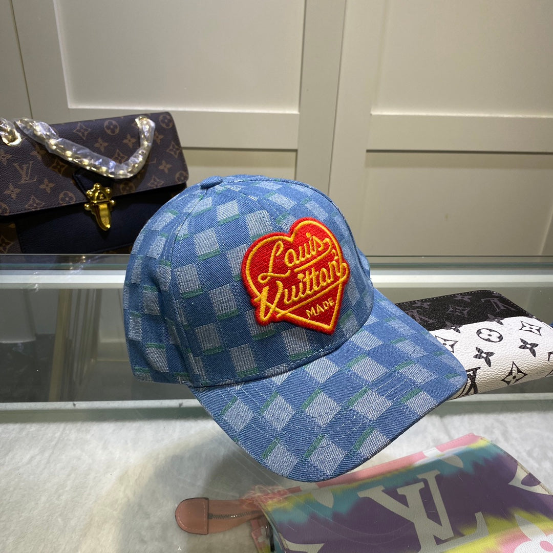 路L家-棋盤格愛心LOGO棒球帽
