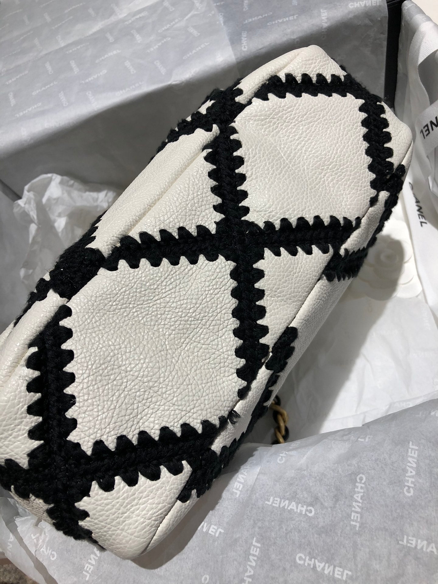 Chanel 19Bag 牛皮款-黑白格紋