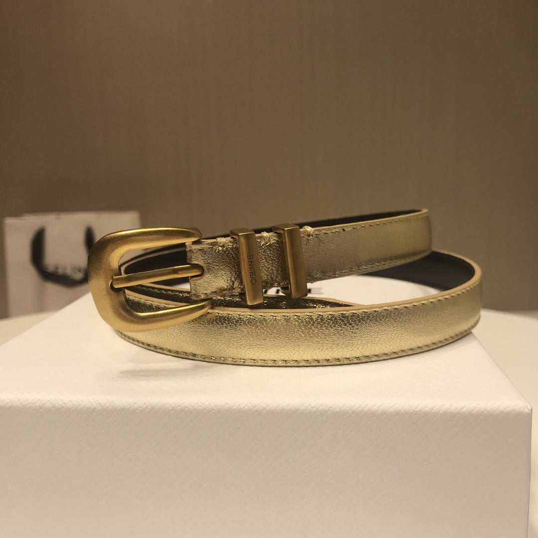 賽C家-金色金扣皮帶-1.8cm