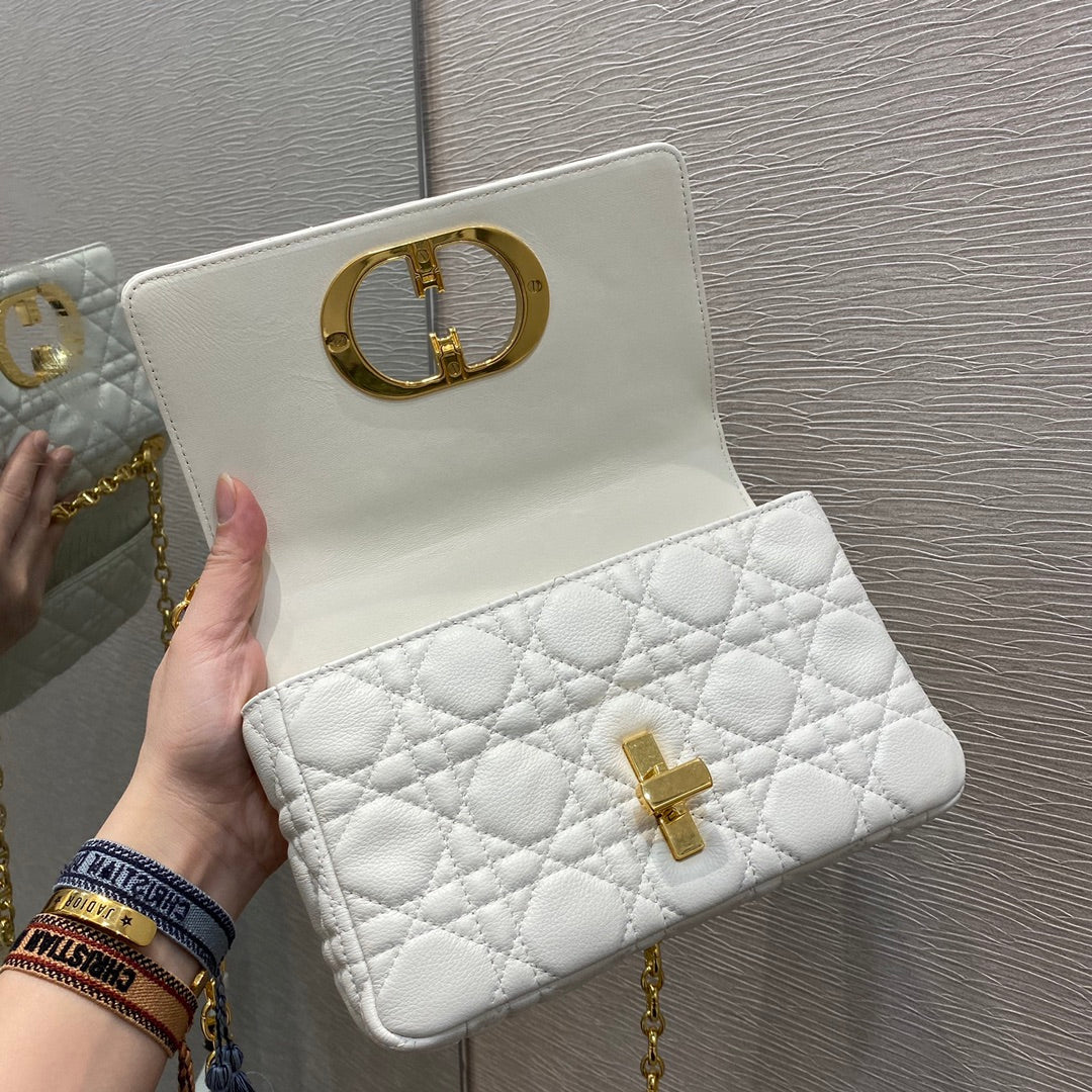 Dior Caro 小號20cm-白色小牛皮