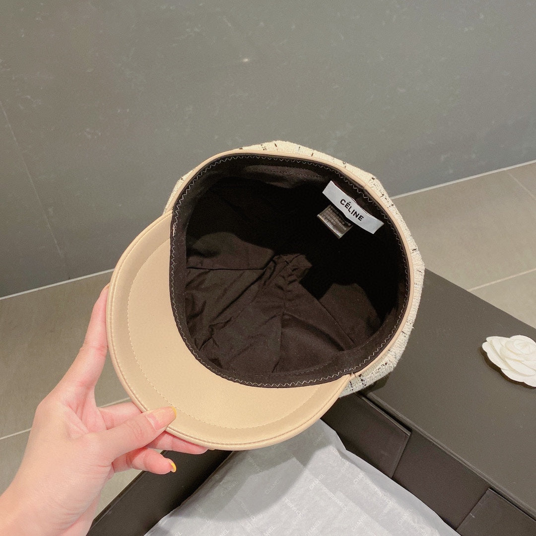 賽C家-格紋鴨舌貝雷帽 白色