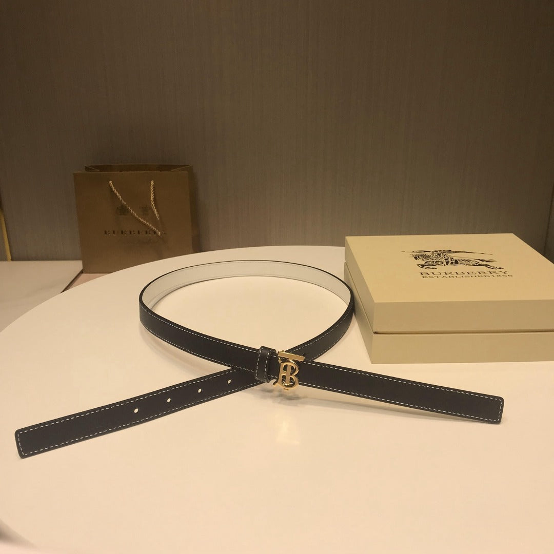 巴B家-黑色金扣皮帶-2.0cm