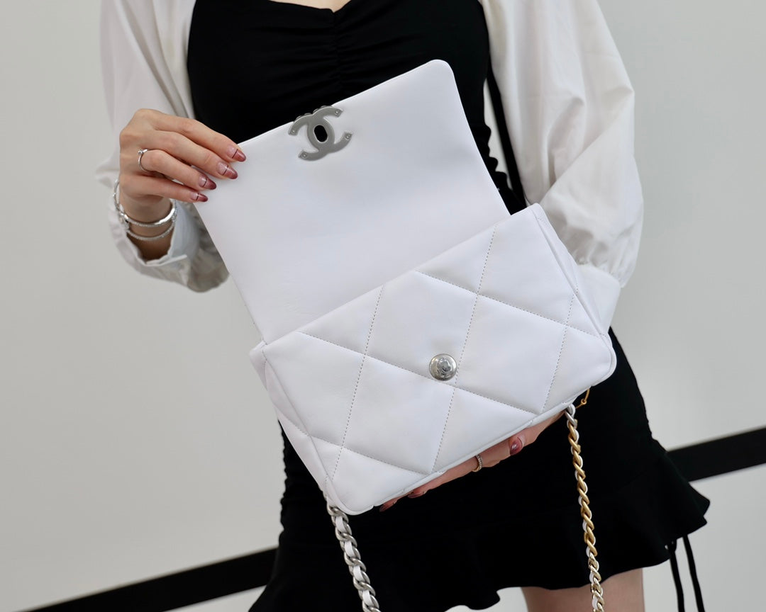 小香家-19Bag 白色銀扣 小號