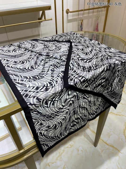 芬F家-旋轉圖標方形圍巾 140*140cm 70%頂級山羊絨+30%真絲
