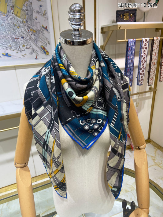 小愛款-城市地鐵圍巾 110*110cm 70%羊絨+30%真絲