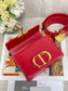 Dior 蒙田 Mini Box-平紋牛皮-金扣-17.5cm-紅色
