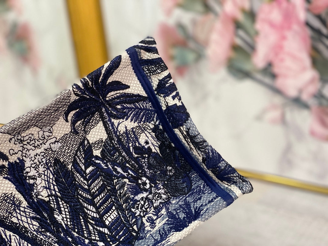 Dior Book Tote-小號36.5cm-深藍椰樹