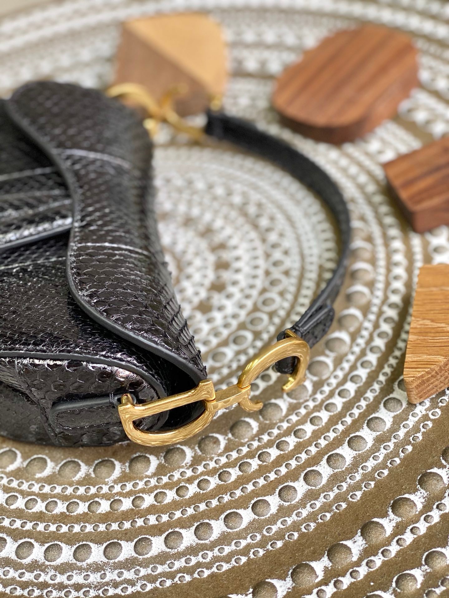 Dior Saddle 馬鞍包-蛇皮-小號黑色-19.5cm