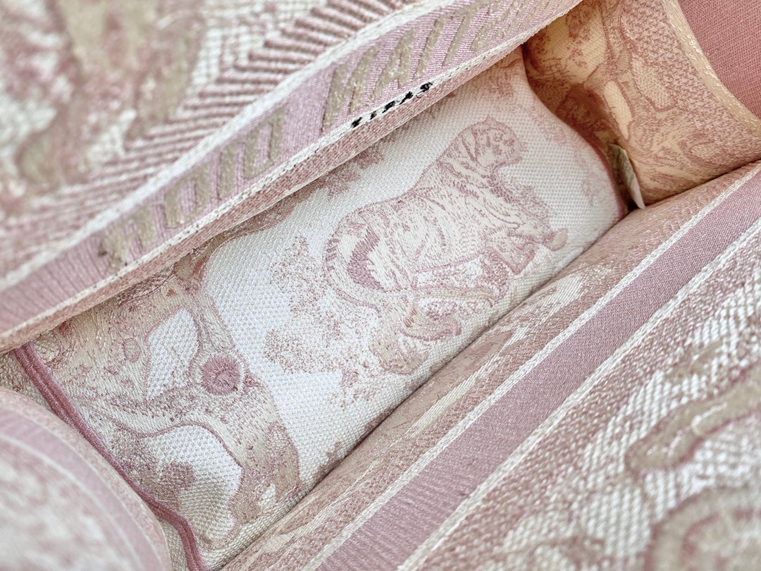 Dior Book Tote-小號36.5cm-粉色老虎
