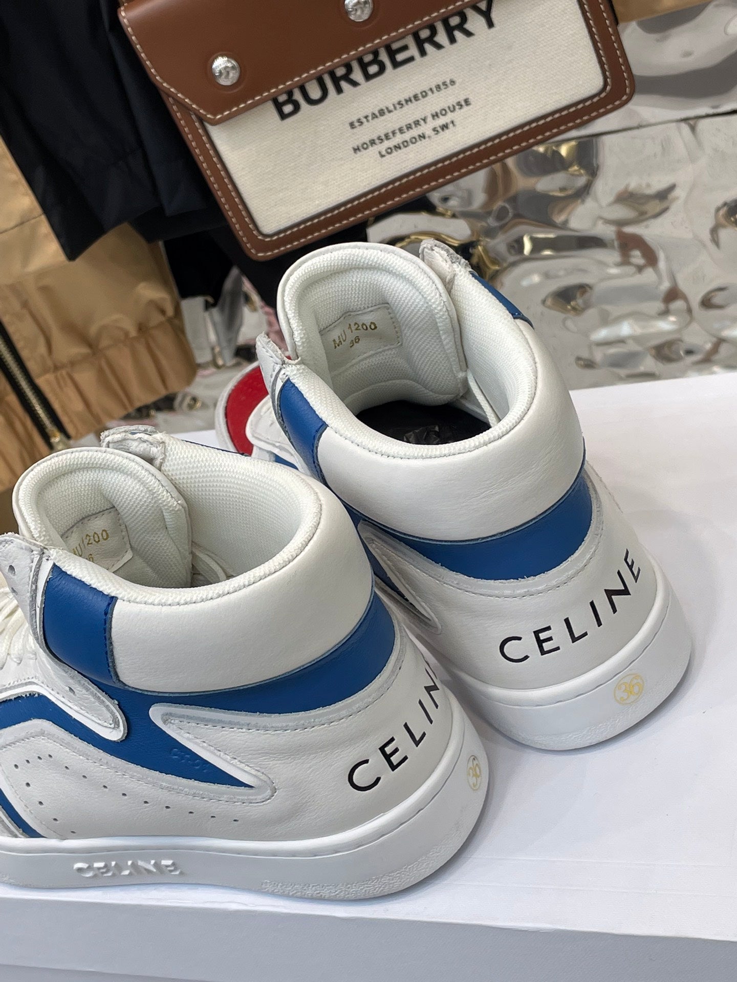 Celine鞋-Celine 情侶款 紅藍拼色 高筒 休閒鞋