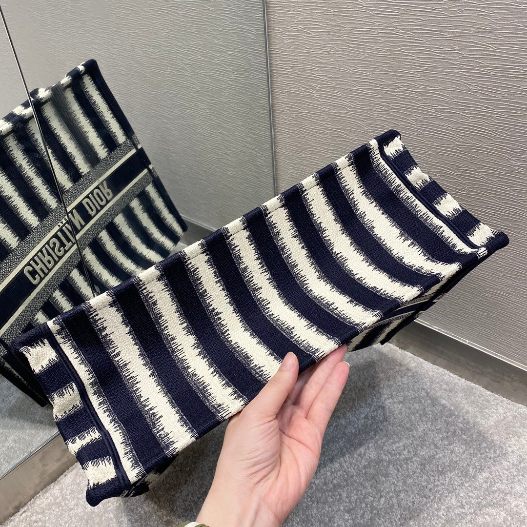 Dior Book Tote-大號41.5cm-深藍條紋