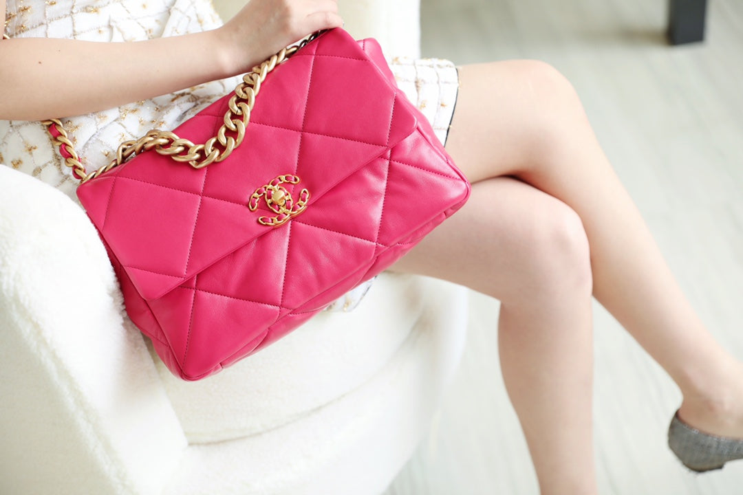 Chanel 19Bag-中號桃紅色