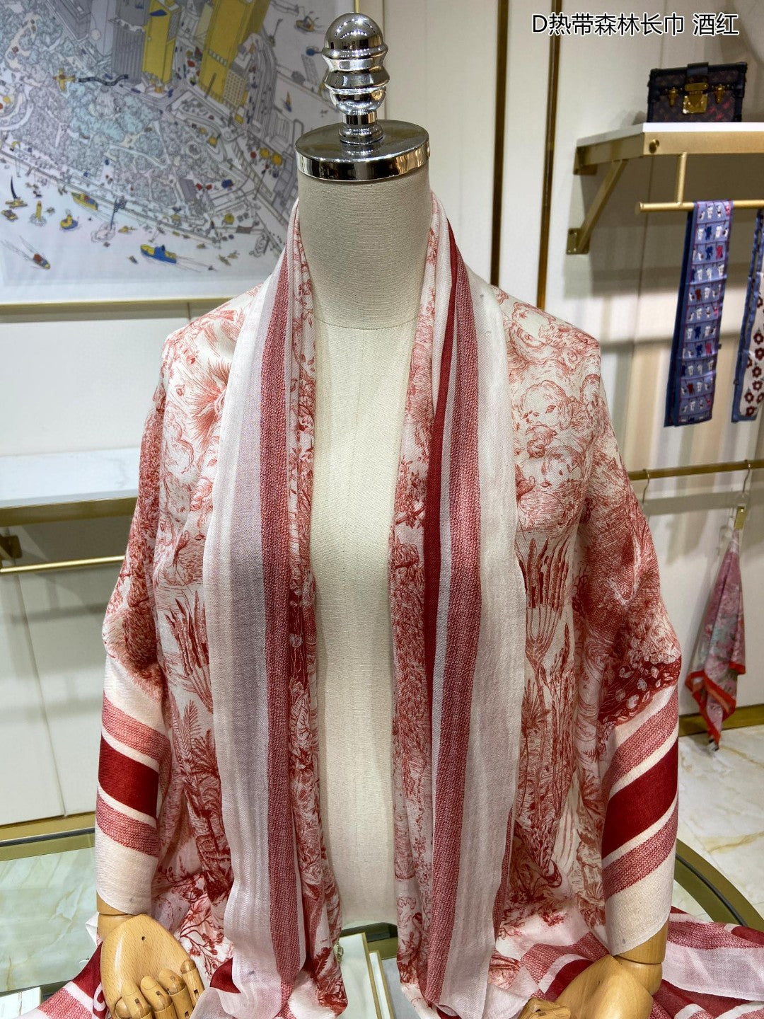 迪D家-熱帶森林長巾 110*200cm 100%頂級羊絨 紅色