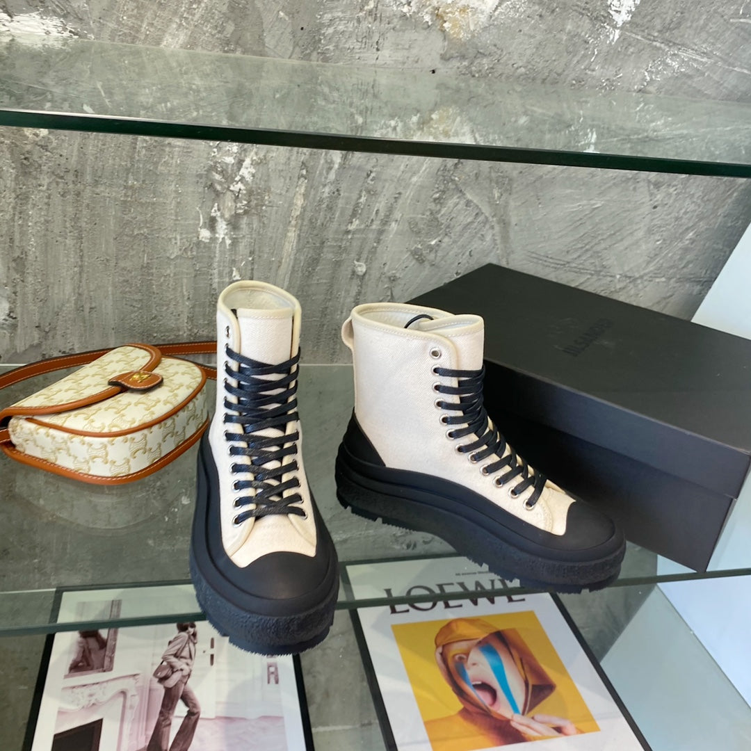 Jil sander-2022新款 高筒帆布鞋 白色