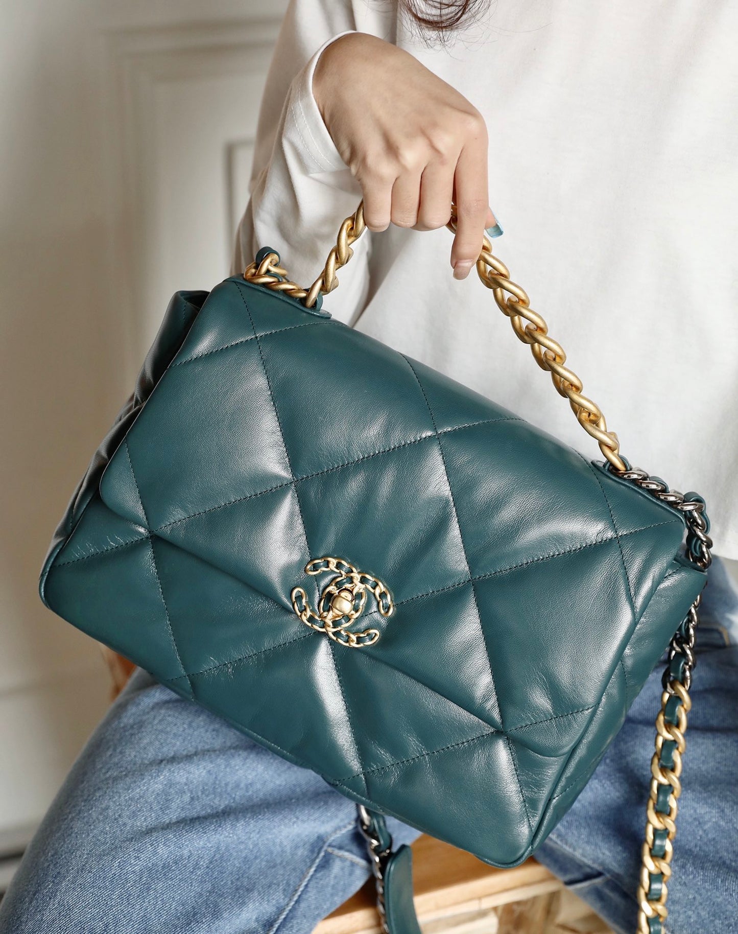 Chanel 19Bag-中號墨綠色
