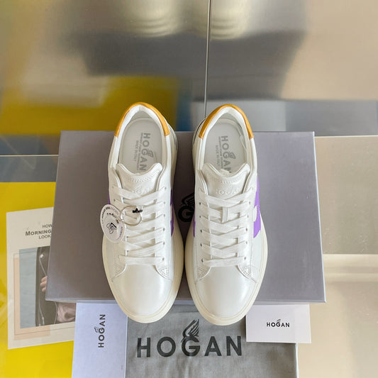 Hogan-2022早春新款 厚底休閒鞋 白色黃尾
