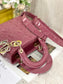 Dior Lady Dior-漆皮金扣-20cm-木槿粉