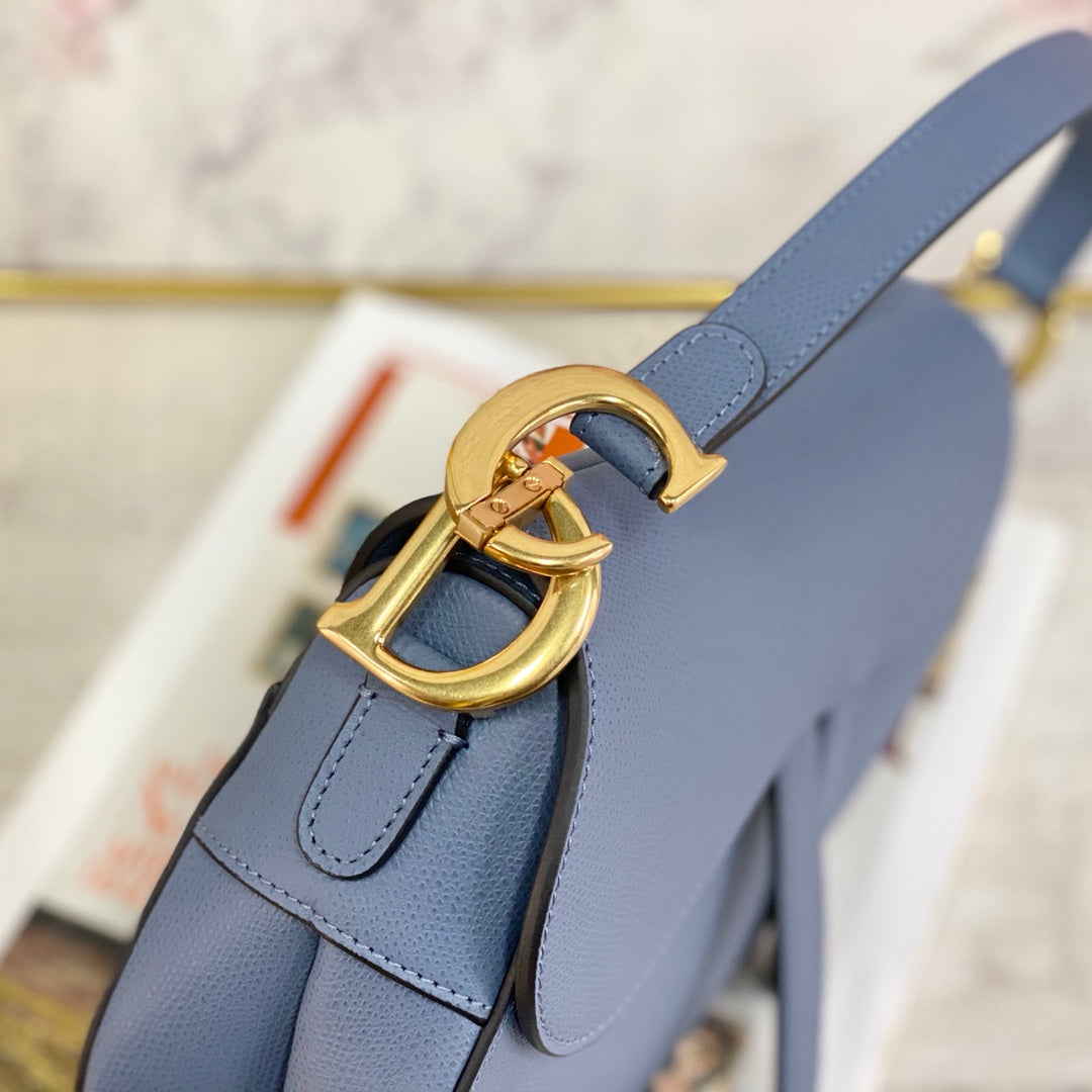 Dior Saddle 馬鞍包-手掌紋-大號海藍色-25.5cm