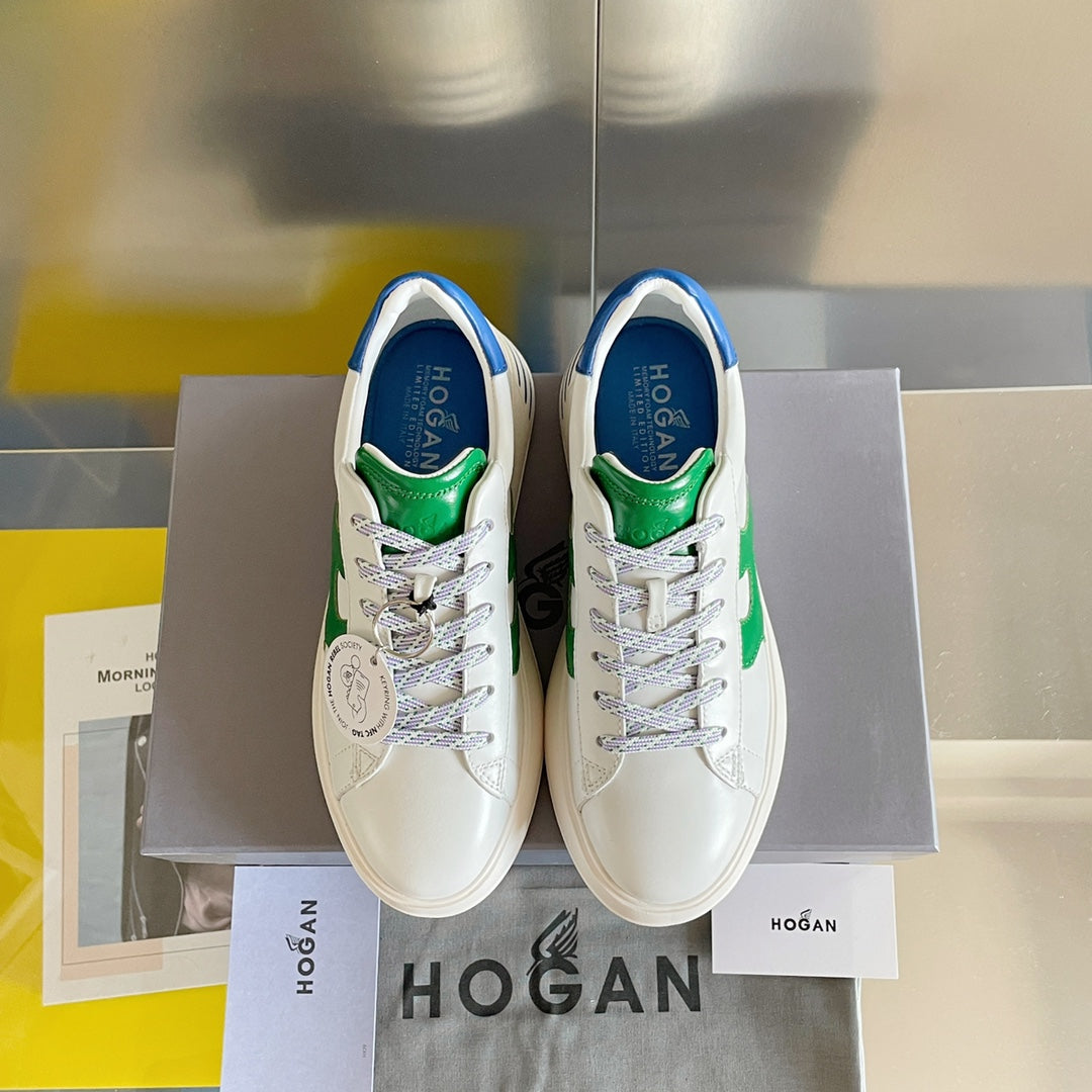 Hogan-2022早春新款 厚底休閒鞋 白色藍尾