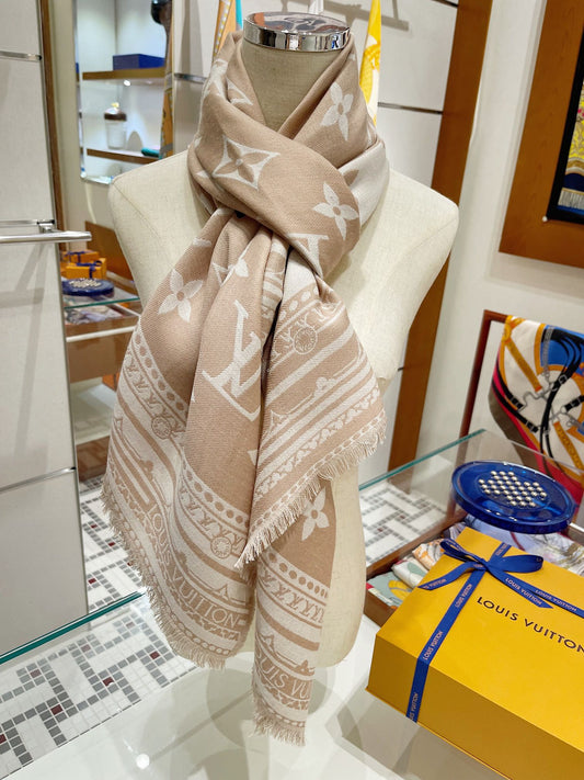 路L家-70*200cm-羊毛真絲長巾