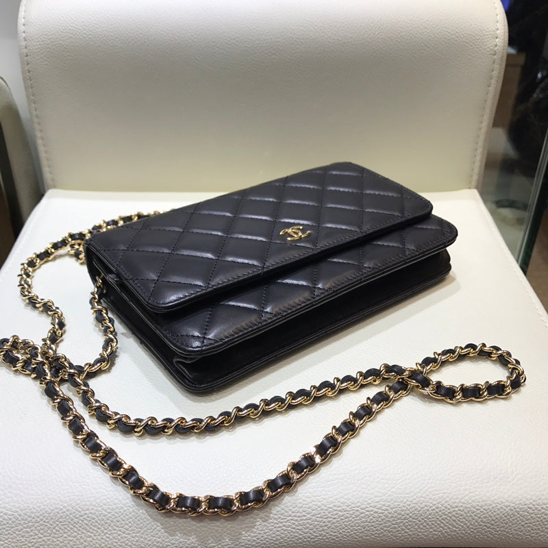 小香家-經典WOC-19cm 黑色羊皮金扣