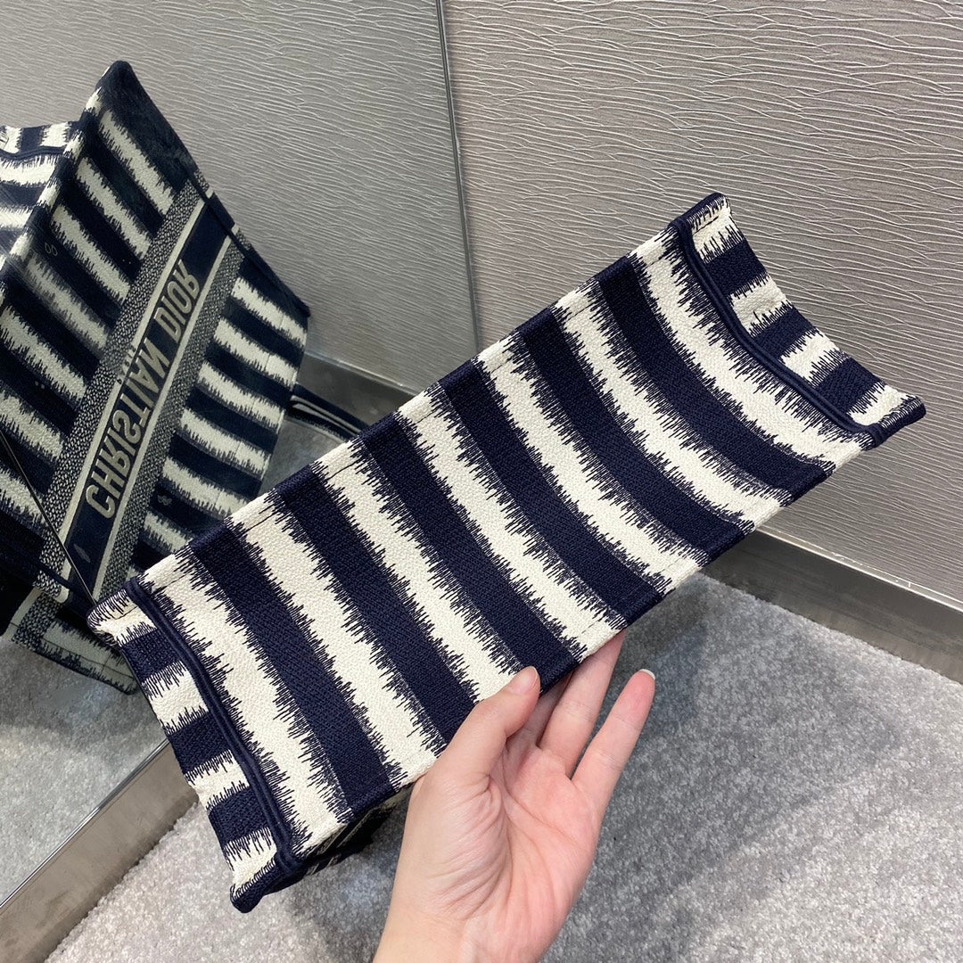Dior Book Tote-小號36.5cm-深藍條紋