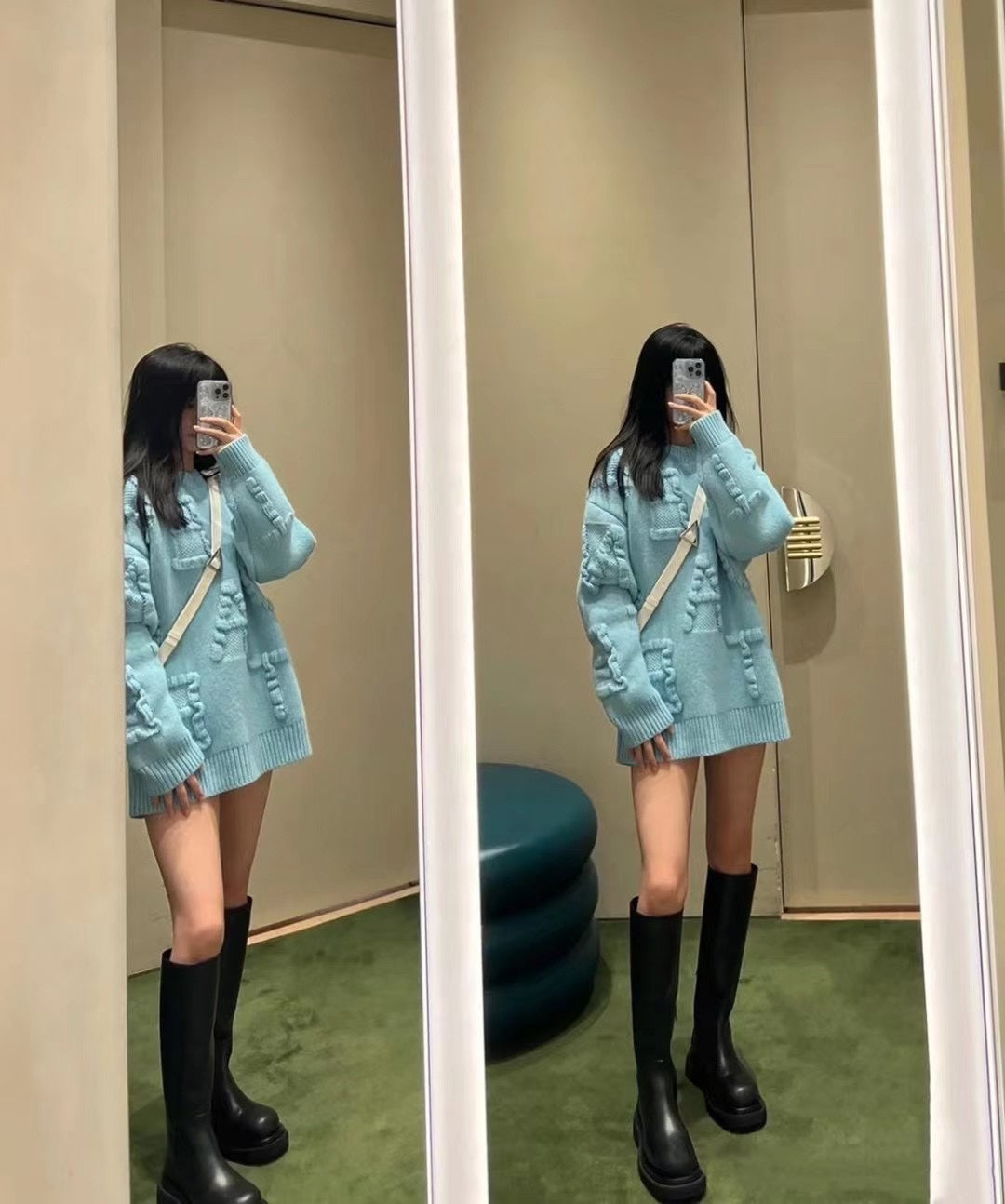 B編織-2022新款 厚底騎士靴 上身圖