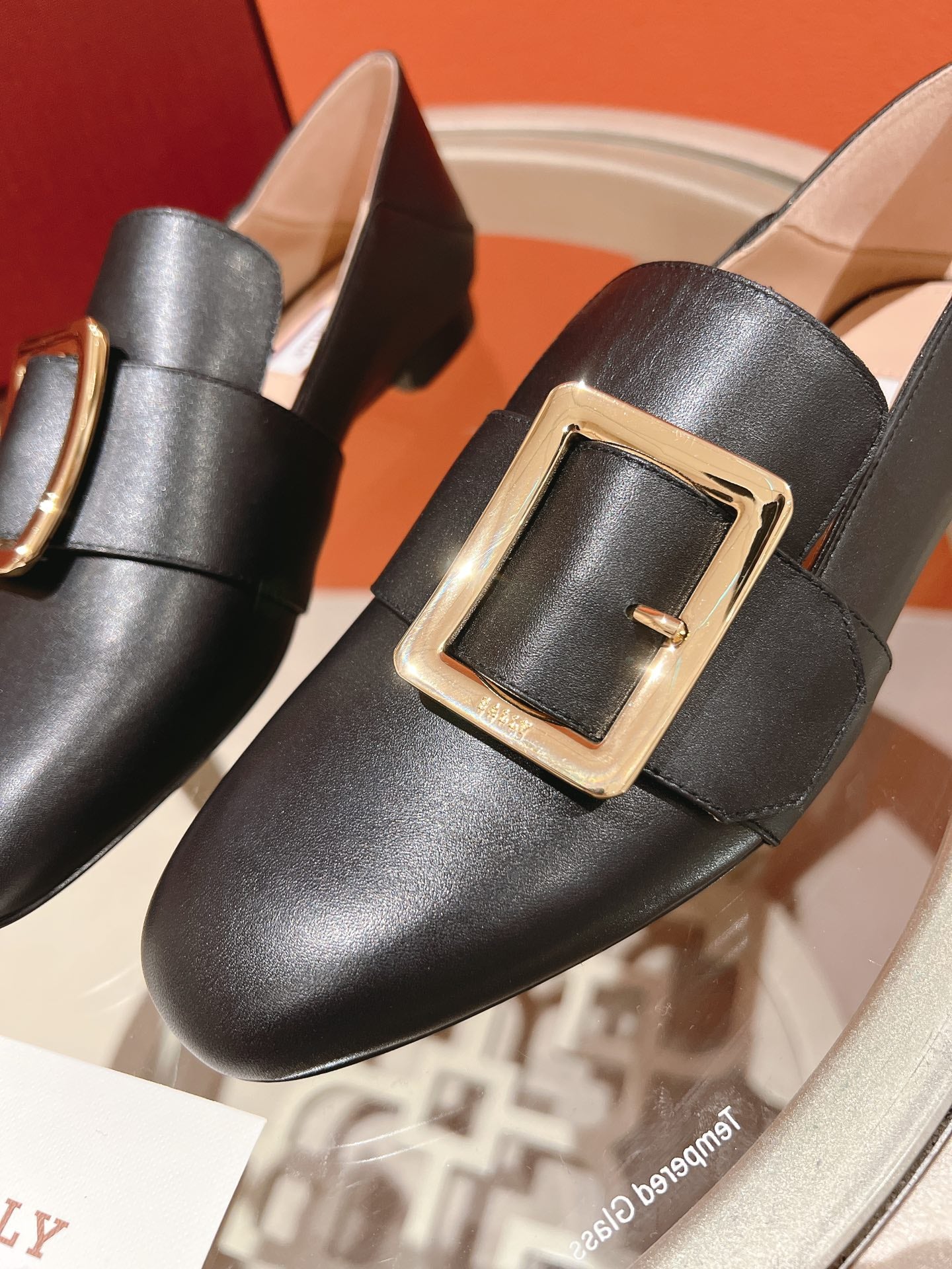BALLY-經典方扣平底樂福鞋 黑色