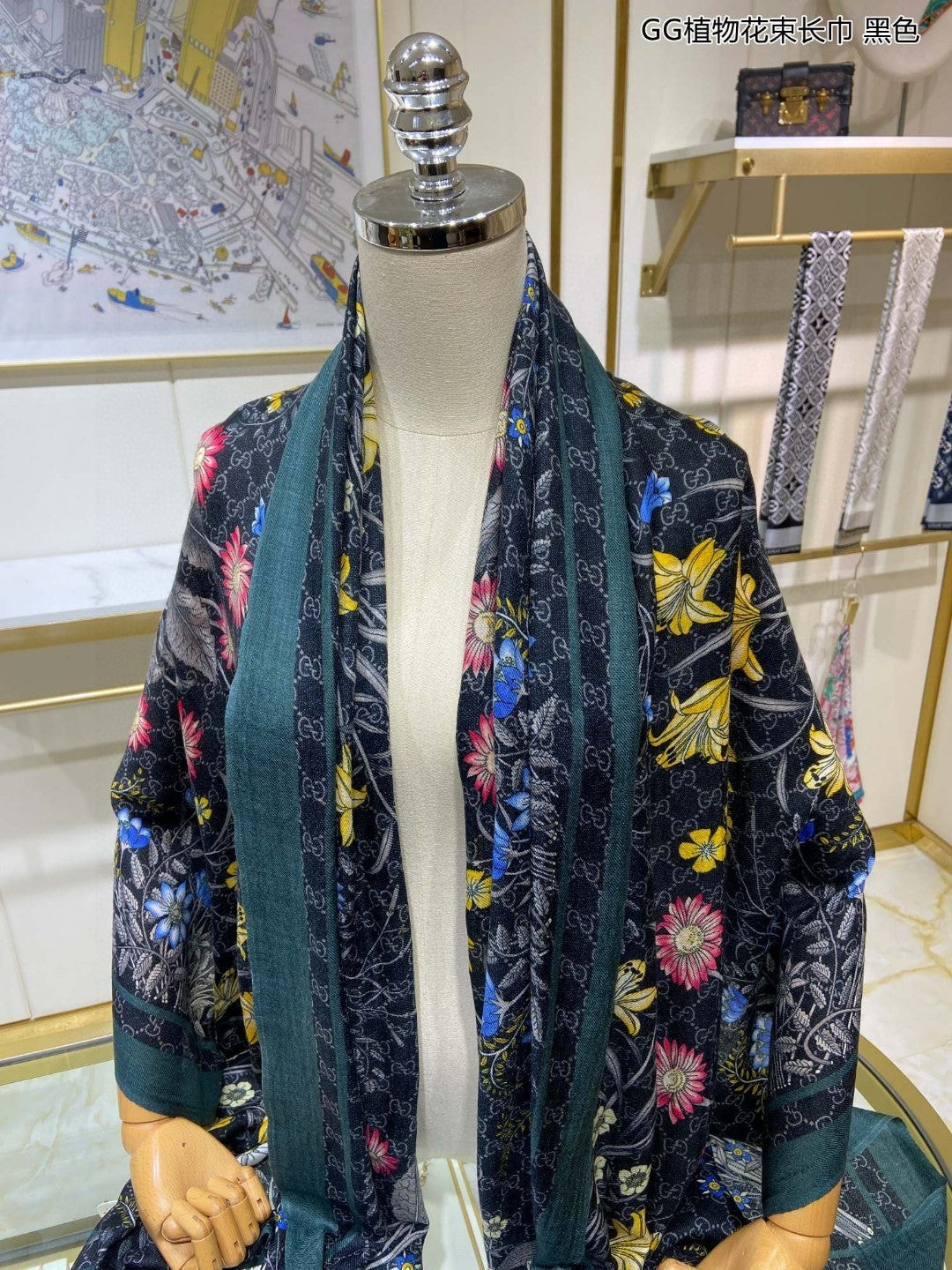 古G家-植物花束圍巾 110*200cm 100%頂極羊絨