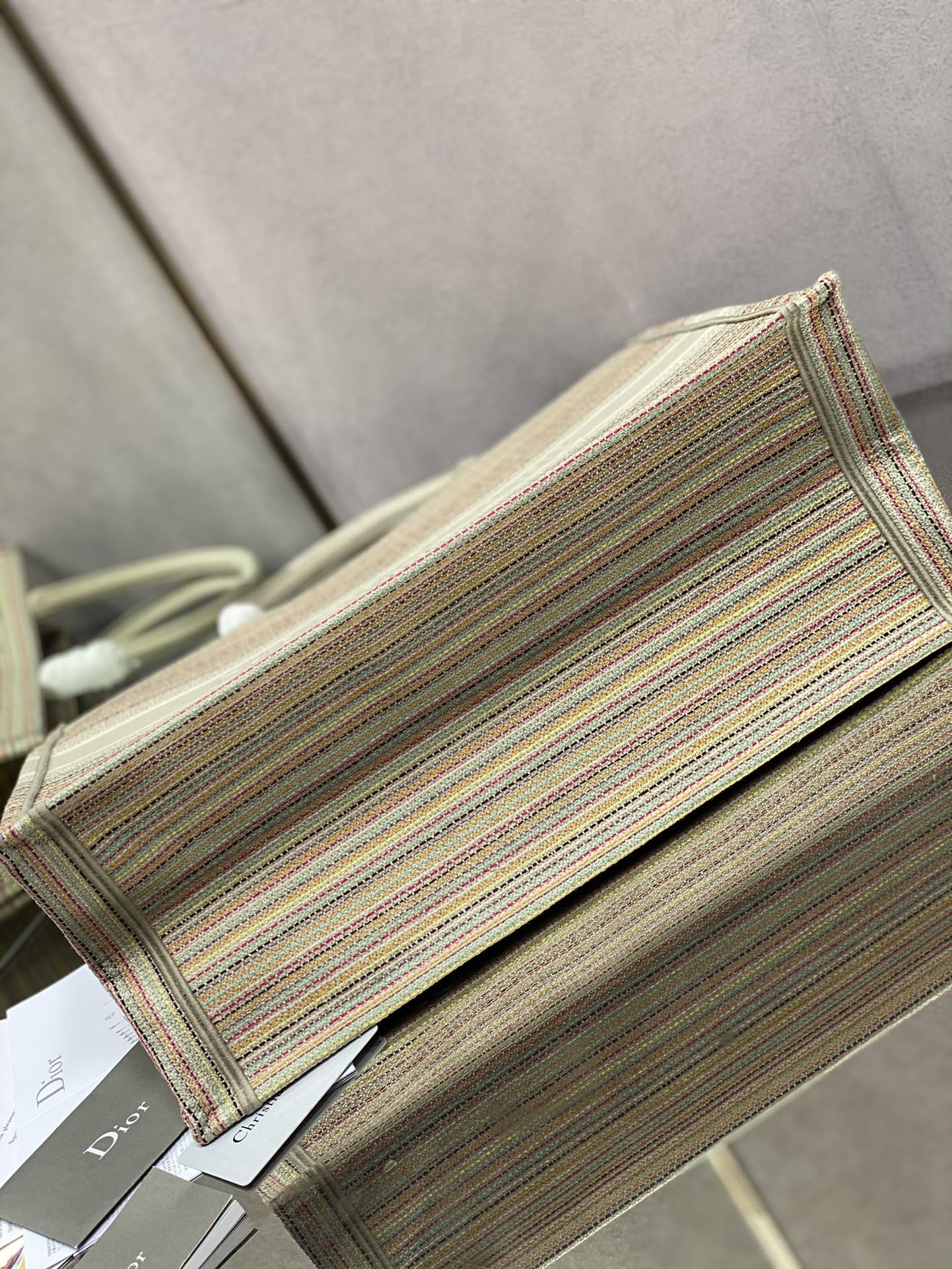 Dior Book Tote-大號41.5cm-金絲條紋