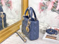 Dior-Mini Lady Dior手袋-三格黛妃-17cm-深藍丹寧金扣
