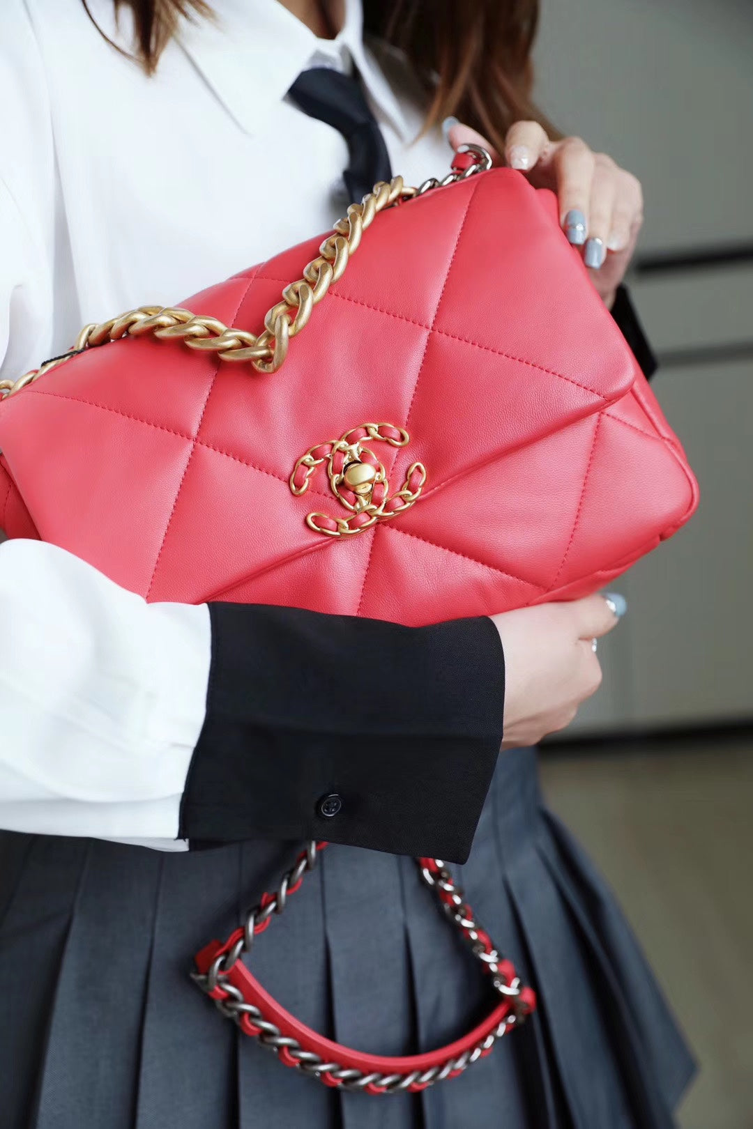Chanel 19Bag-小號珊瑚紅