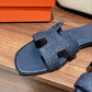小愛款-2023早春款 H拖鞋 藍色