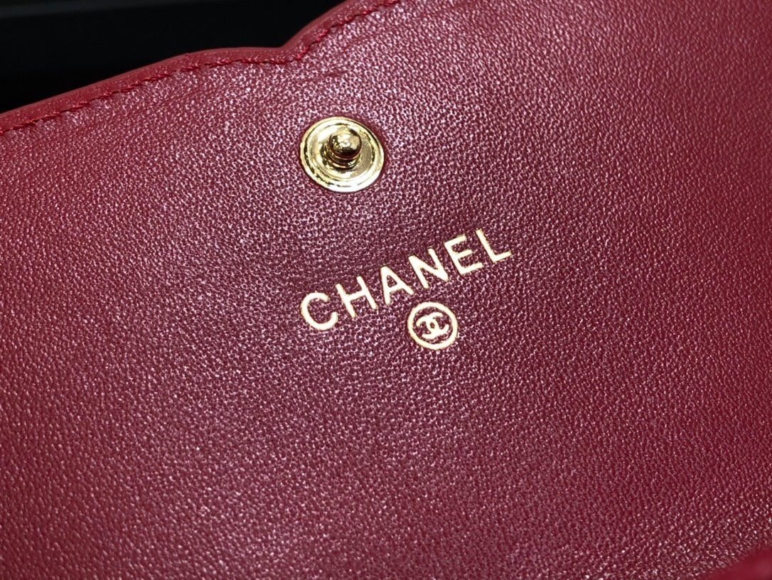Chanel 復古CC荔枝牛皮-翻蓋中夾-復古五金