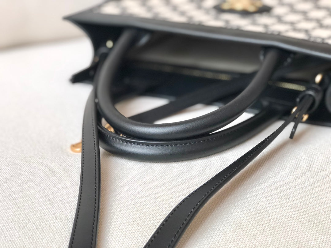 Celine CABAS 小號TRIOMPHE刺繡織物豎款手袋