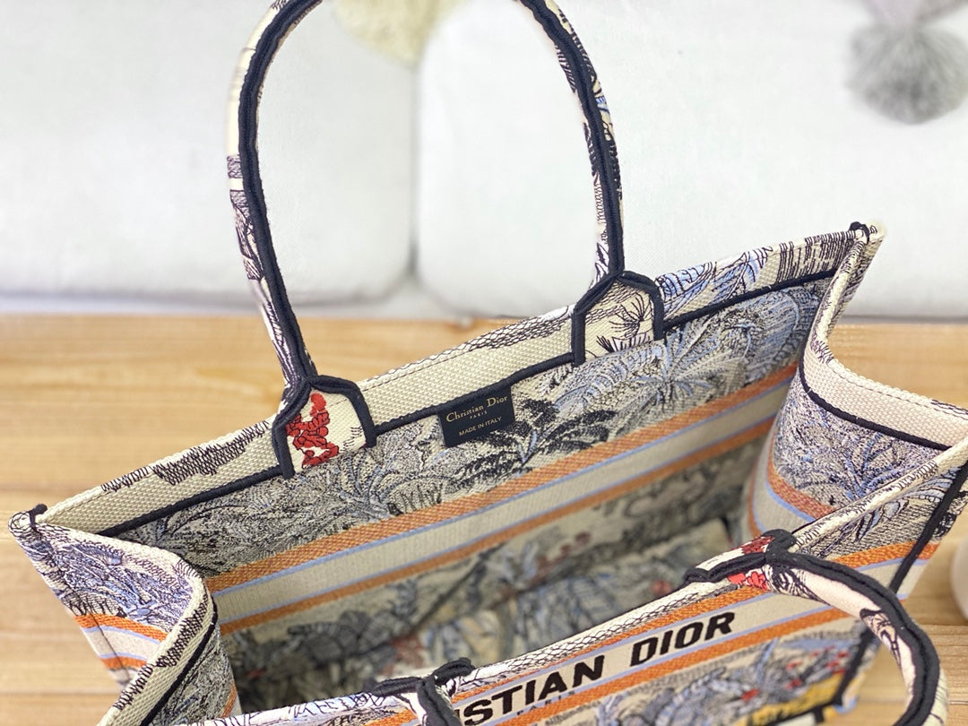 Dior Book Tote-大號41.5cm-藍椰子樹