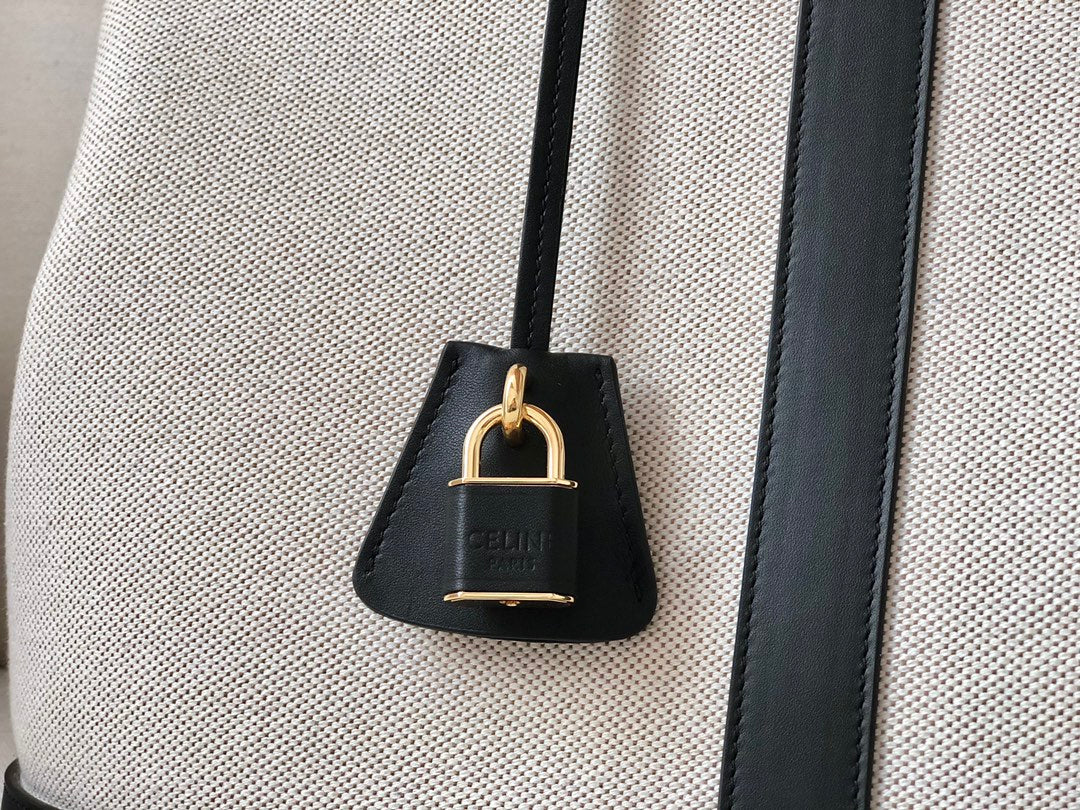 Celine Cabas de France 中號手袋-黑色布