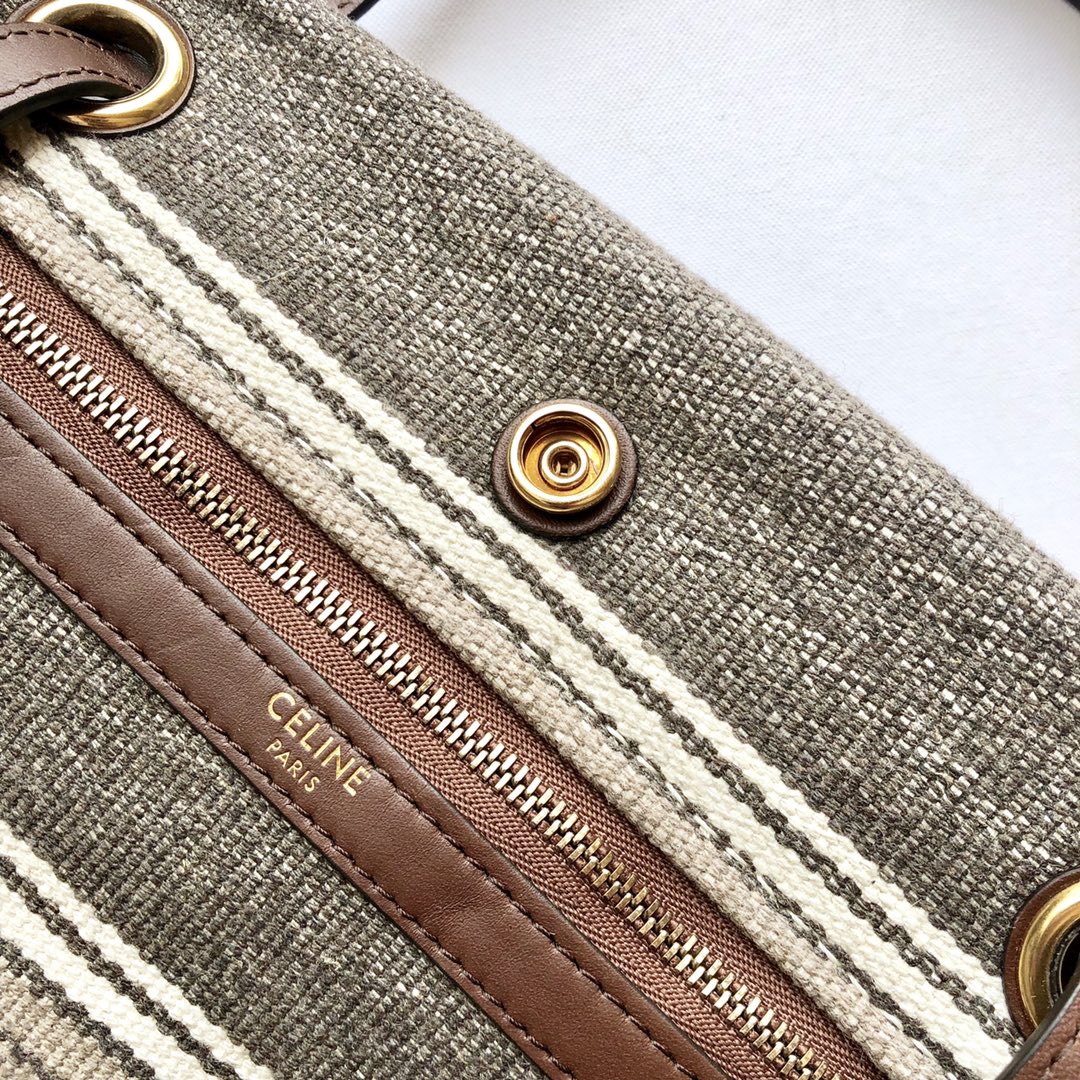 Celine 條紋提花和小牛皮正方形手袋