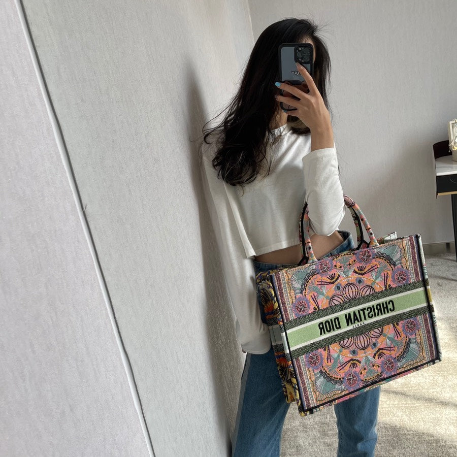 Dior Book Tote-小號36.5cm-多色花朵
