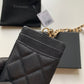 Chanel 證件套-黑色荔枝皮金釦